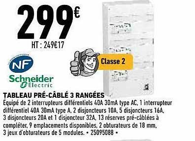 schneider tableau pré-câblé 3 rangées