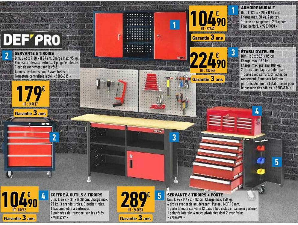 servante 5 tiroirs, armoire murale, établi d'atelier, coffre à outils 6 tiroirs, servante 6 tiroirs + porte