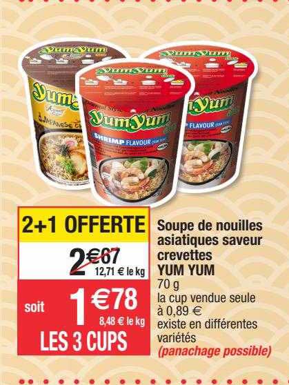 soupe de nouilles asiatiques saveur crevettes yum yum