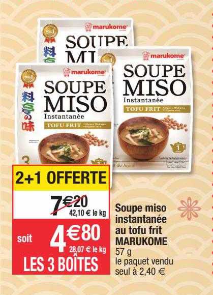 soupe miso intantanée au tofu frit marukome