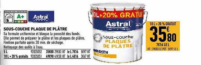 sous-couche plaque de plâtre astral