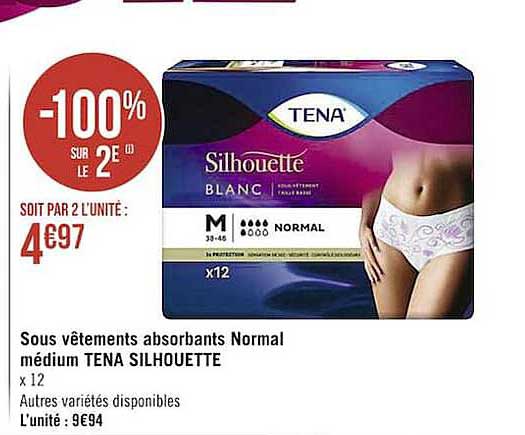 sous vêtements absorbants normal médium tena silhouette