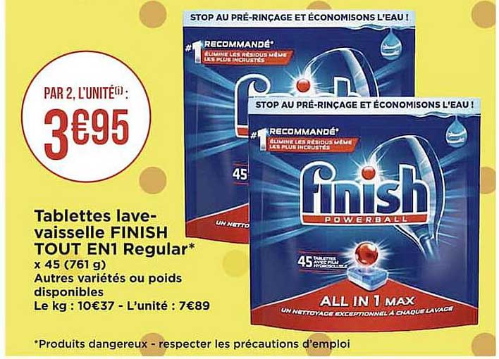 tablettes lave-vaisselle finish tout en 1 regular