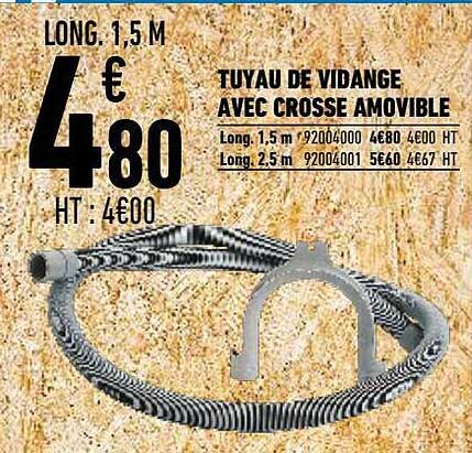 tuyau de vidange avec crosse amovible