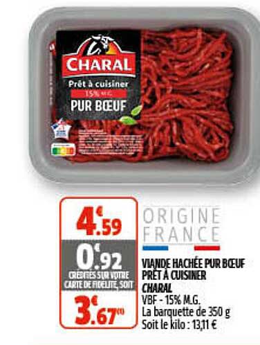 viande hachée pur bœuf prêt à cuisiner charal