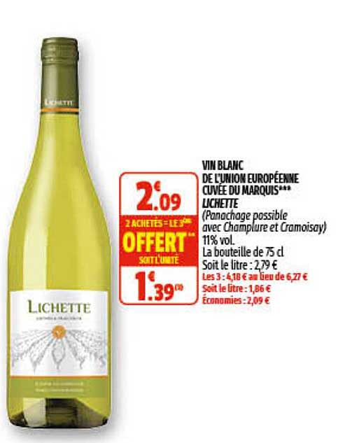 vin blanc de l'union européenne cuvée du marquis lichette