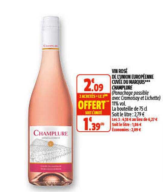 vin rosé de l'union européenne cuvée du marquis champlure