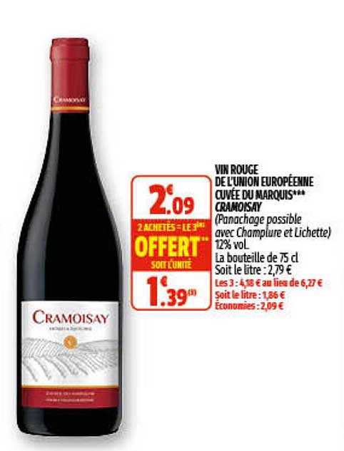 vin rouge de l'union européenne cuvée du marquis cramoisay