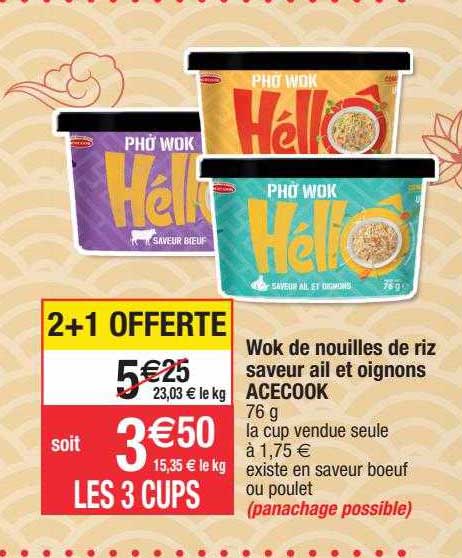 Wok De Nouilles De Riz Saveur Ail Et Oignons Acecook