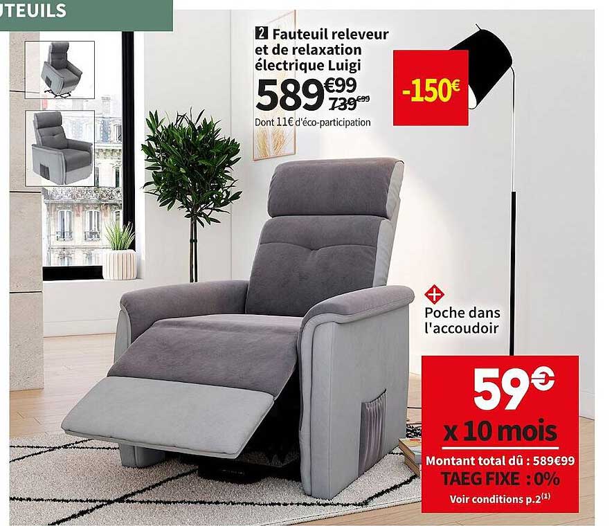 fauteuil releveur et de relaxation électrique luigi