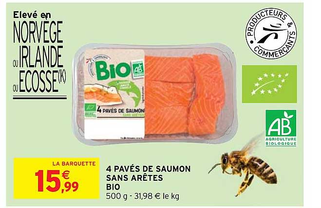 4 pavés de saumon sans arêtes bio