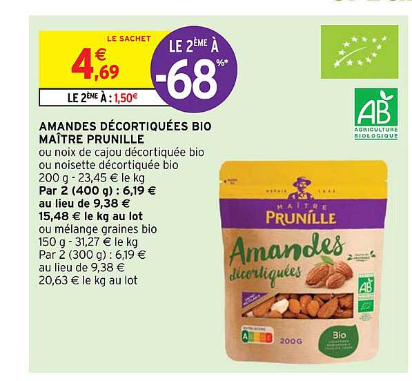 amandes décortiquées bio maître prunille