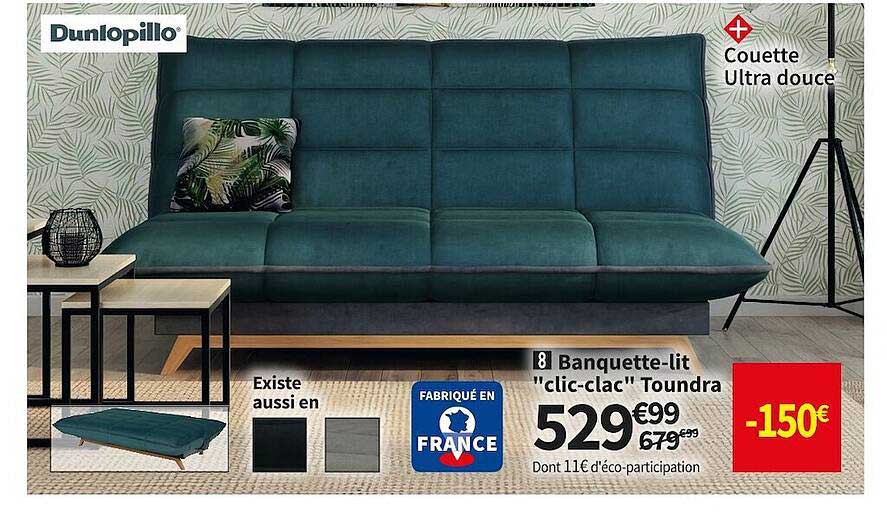 banquette-lit clic-clac toundra dunlopillo