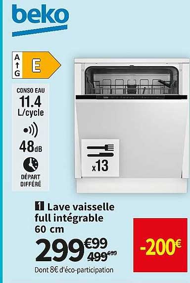 beko lave vaisselle full intégrable