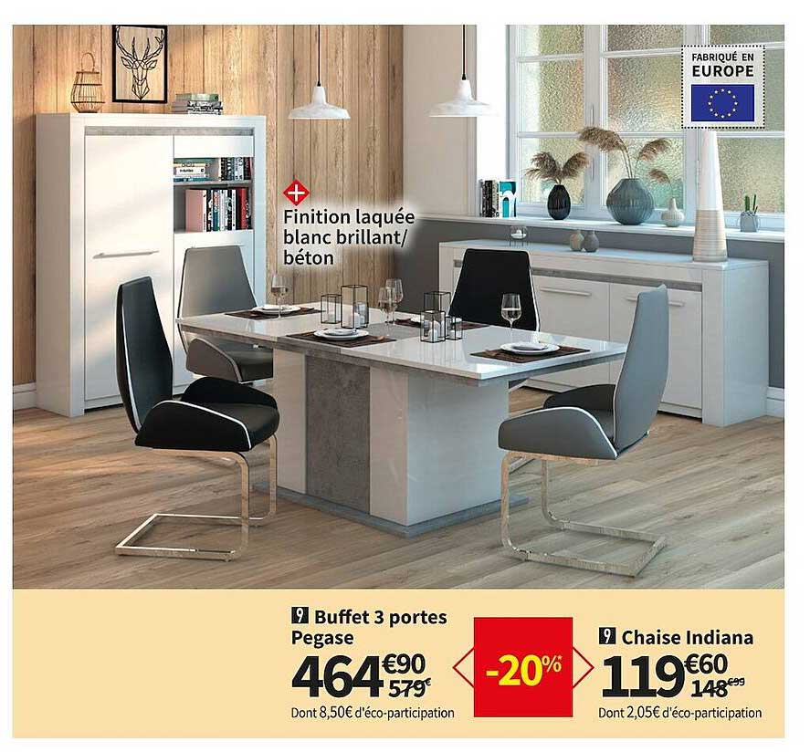 buffet 3 portes pegase ou chaise indiana