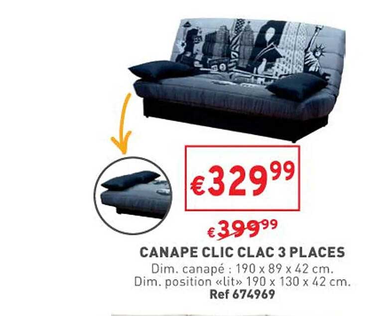 canapé clic clac 3 places