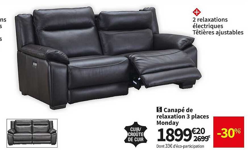 canapé de relaxation 3 places monday