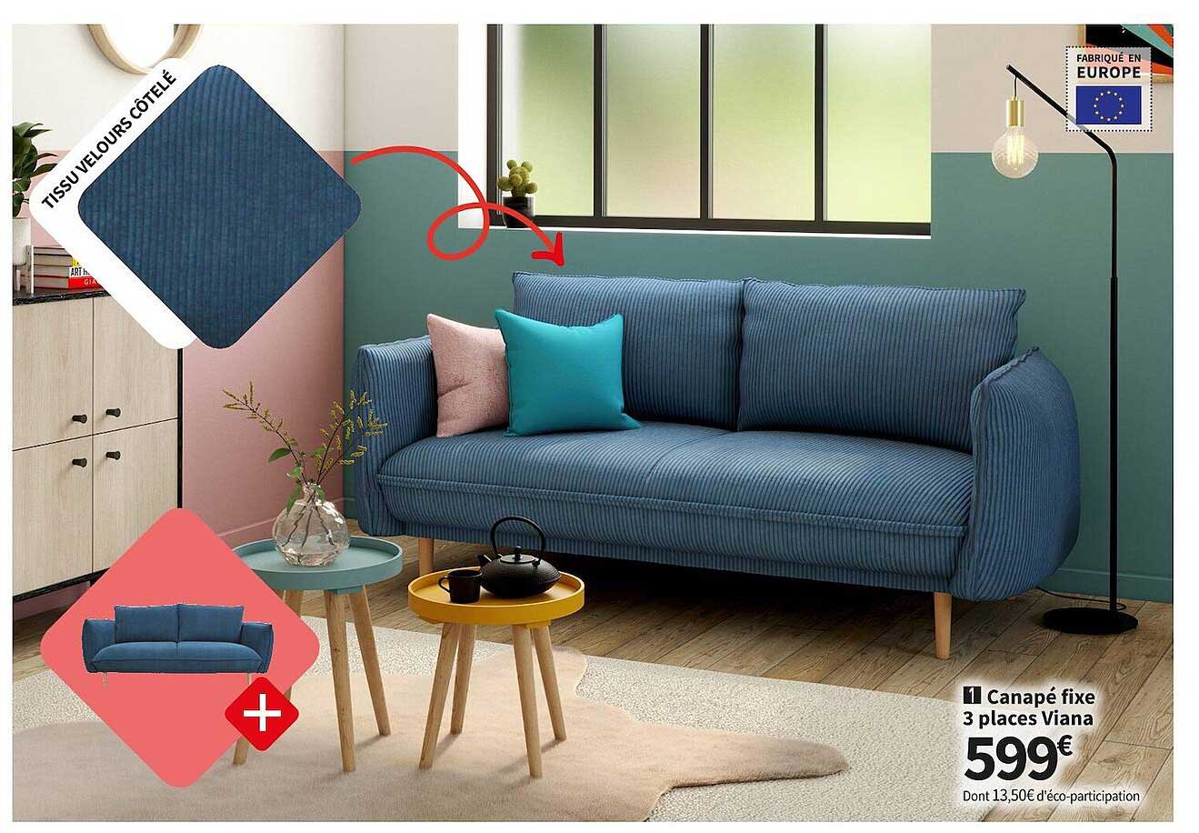 Canapé Fixe 3 Places Viana