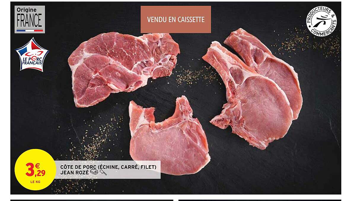 côte de porc (échine, carré, filet) jean rozé