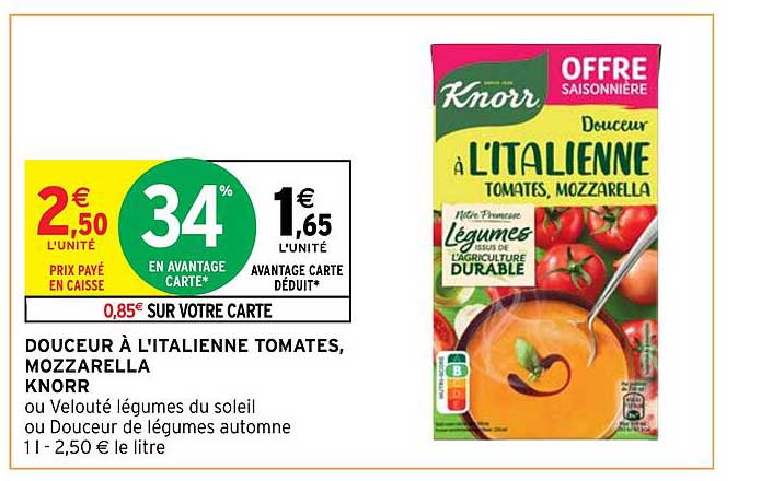 douceur à l'italienne tomates, mozzarella knorr