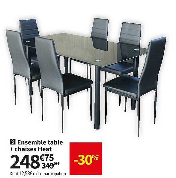 ensemble table + chaises heat