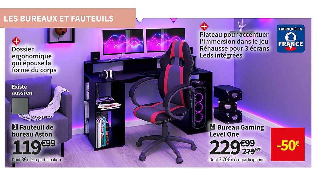 fauteuil de bureau aston ou bureau gaming level one