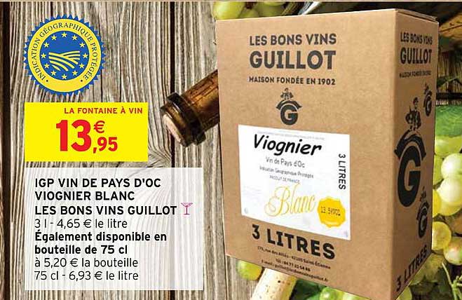 igp vin du pays d'oc viognier blanc les bons vins guillot