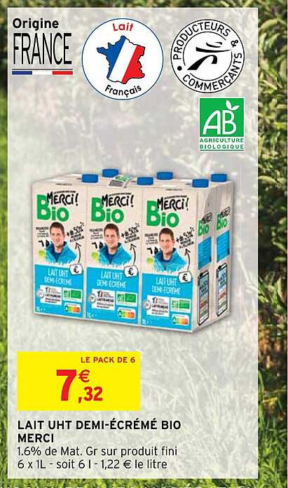 Lait Uht Demi-écrémé Bio Merci