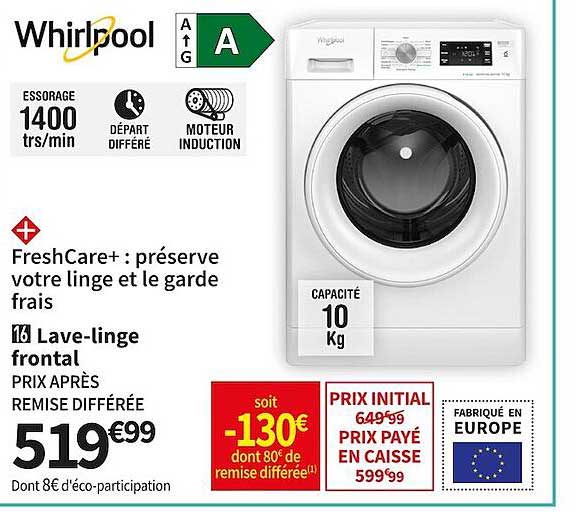 lave-linge frontal whirlpool