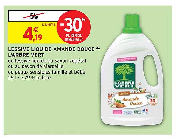 Lessive Liquide Amande Douce L'arbre Vert