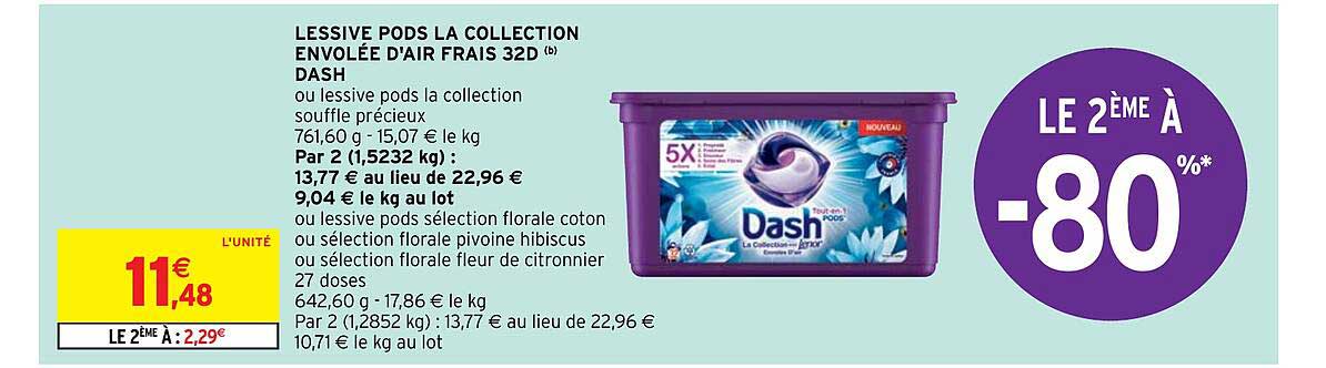 lessive pods la collection envolée d'air frais 32d dash