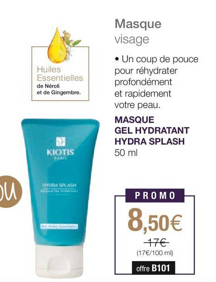 masque gel hydratant hydra splash kiotis