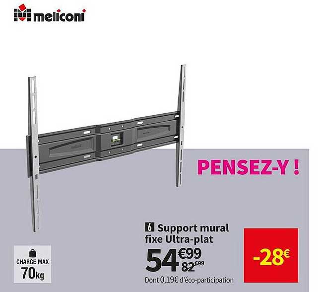 meliconi support mural fixe ultra-plat