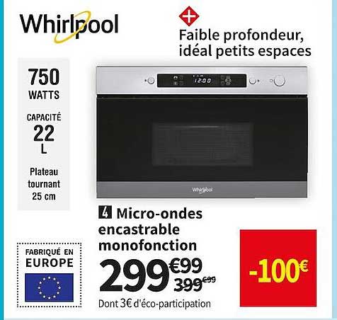 micro-ondes encastrable monofonction whirlpool