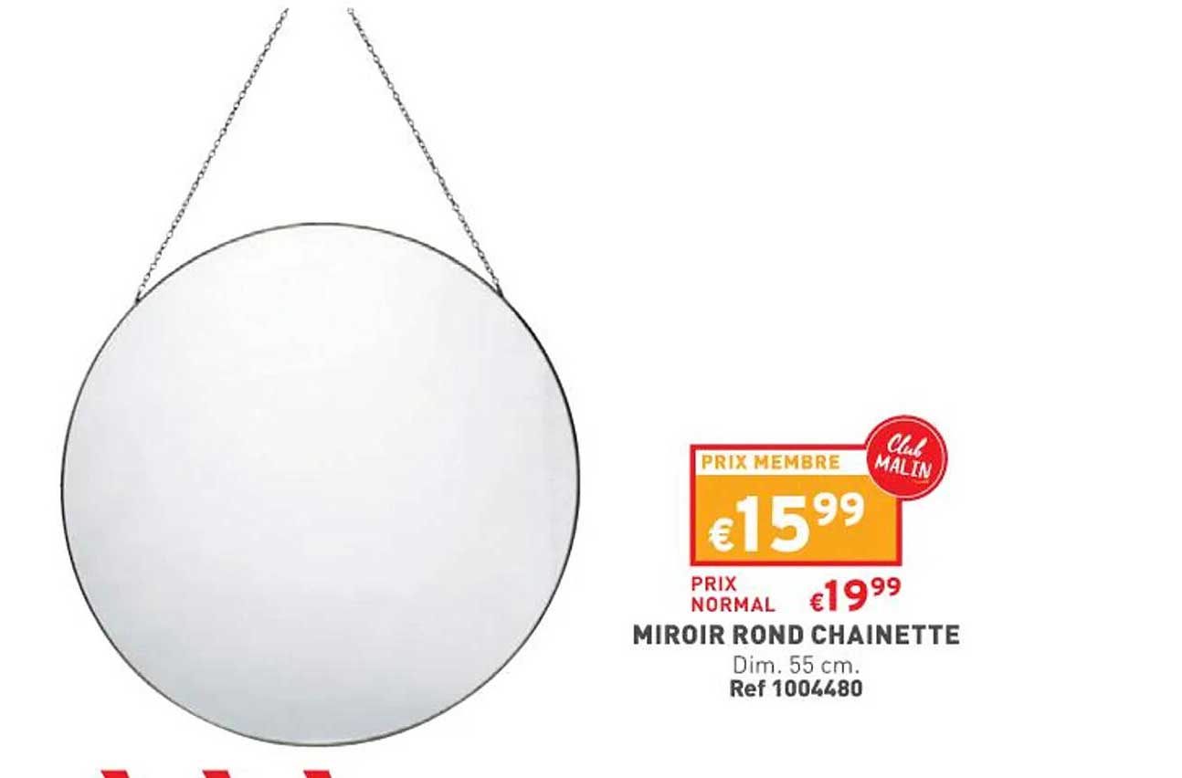miroir rond chaînette