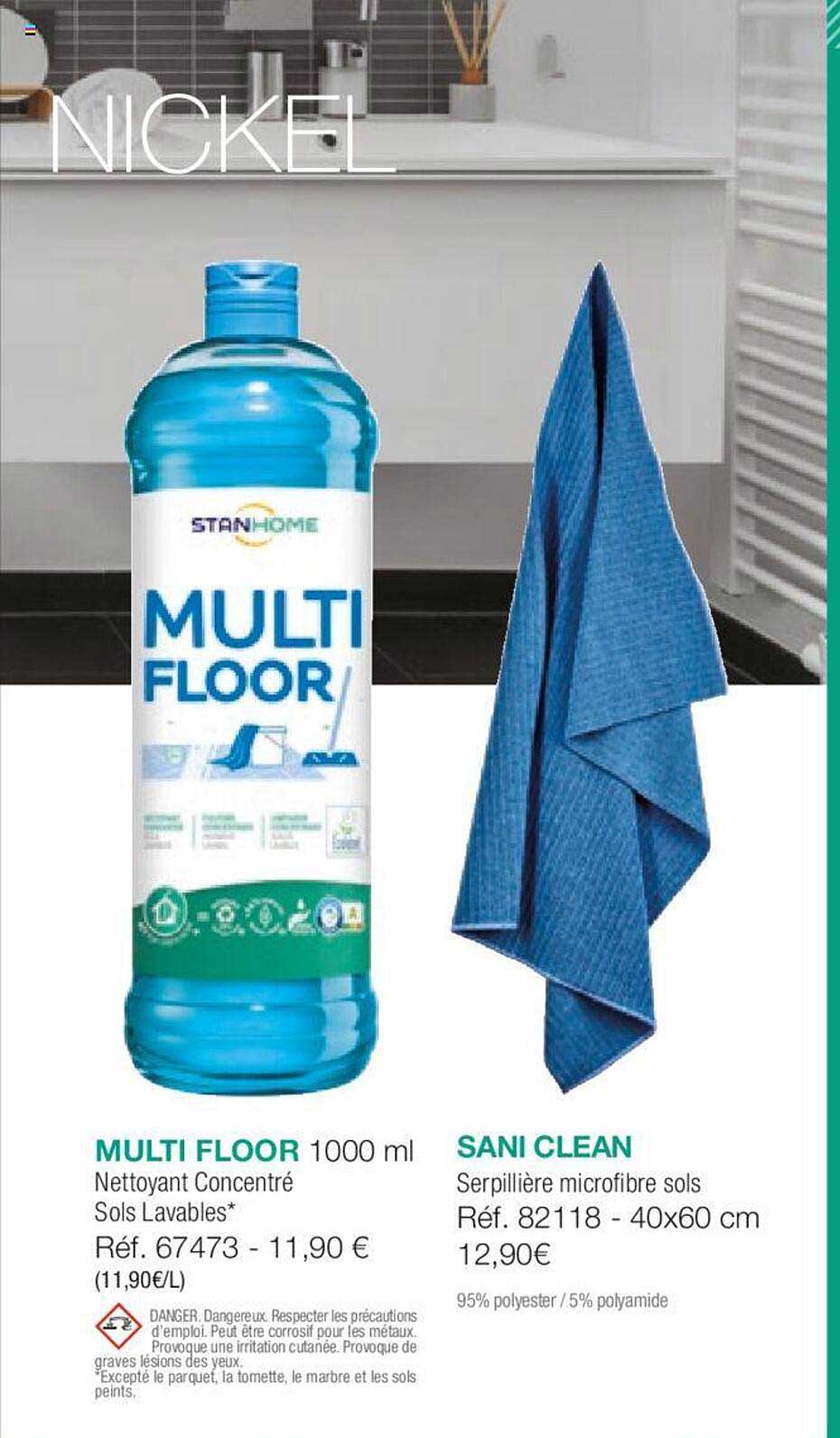 multi floor nettoyant concentré sols lavables ou sani clean serpillère microfibre sols