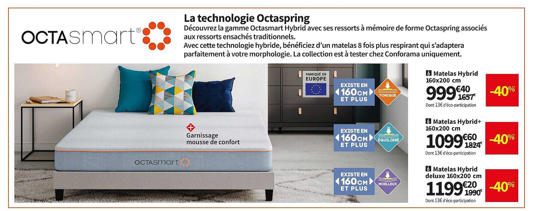 Octasmart Matelas Hybrid, Hybrid+ Ou Deluxe