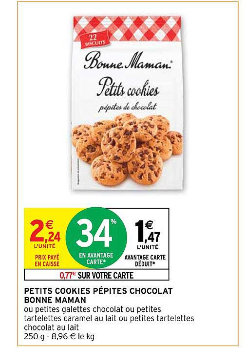 petits cookies pépites chocolat bonne maman