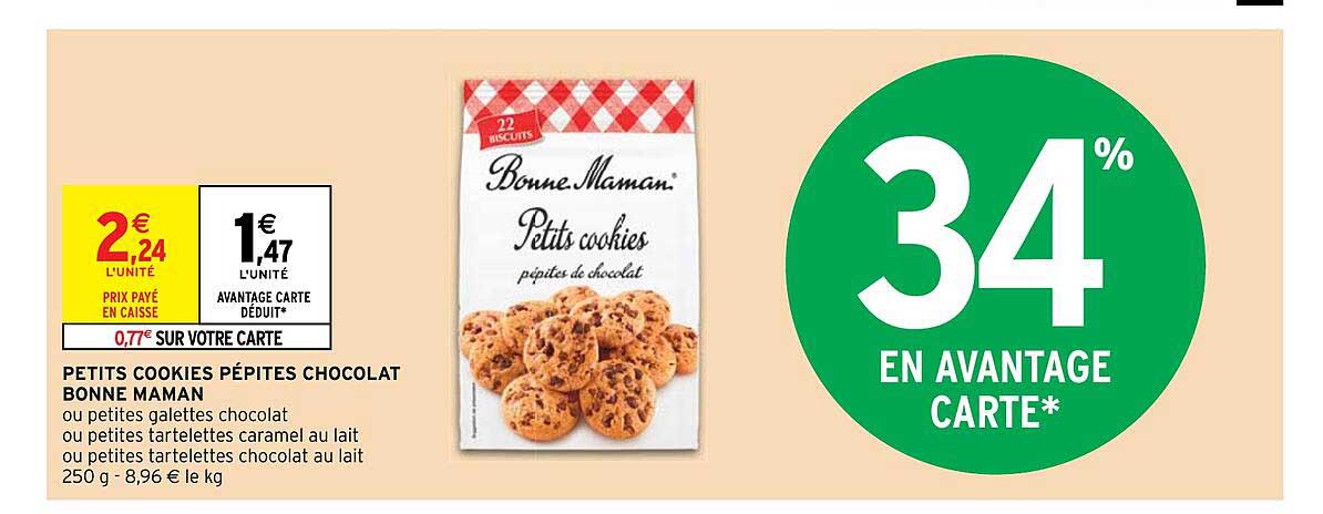 petits cookies pépites chocolat bonne maman