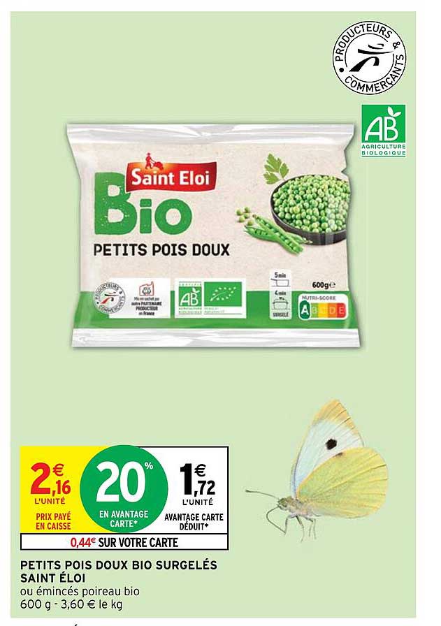 petits pois doux bio surgelés saint éloi