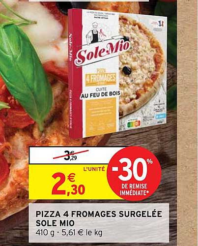 pizza 4 fromages surgelée sole mio