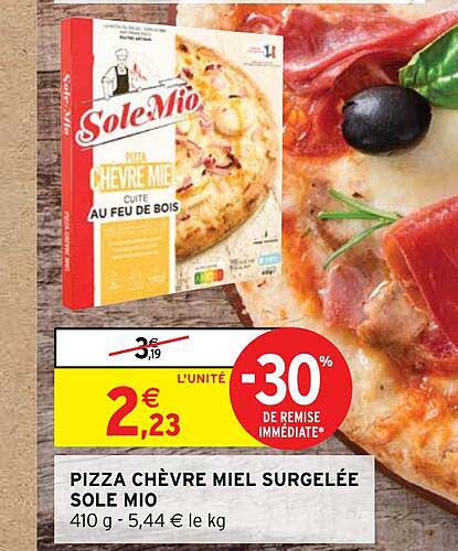 pizza chèvre miel surgelée sole mio