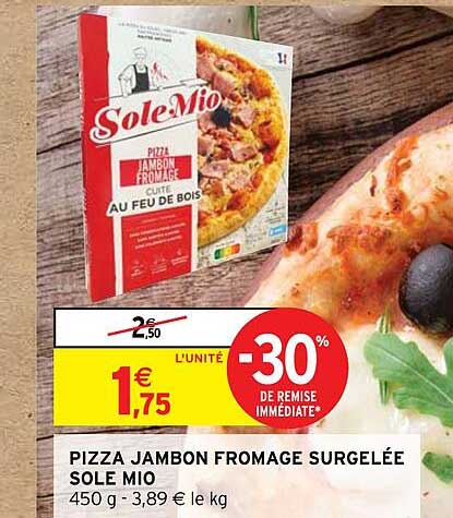 pizza jambon fromage surgelée sole mio