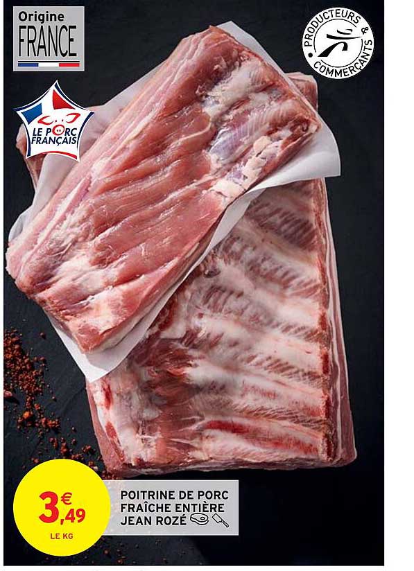 poitrine de porc fraîche entière jean rozé