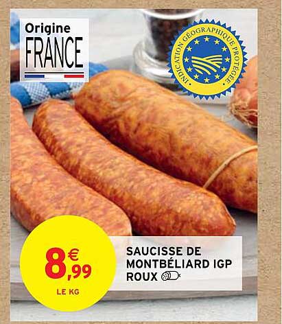 saucisse de montbéliard igp roux