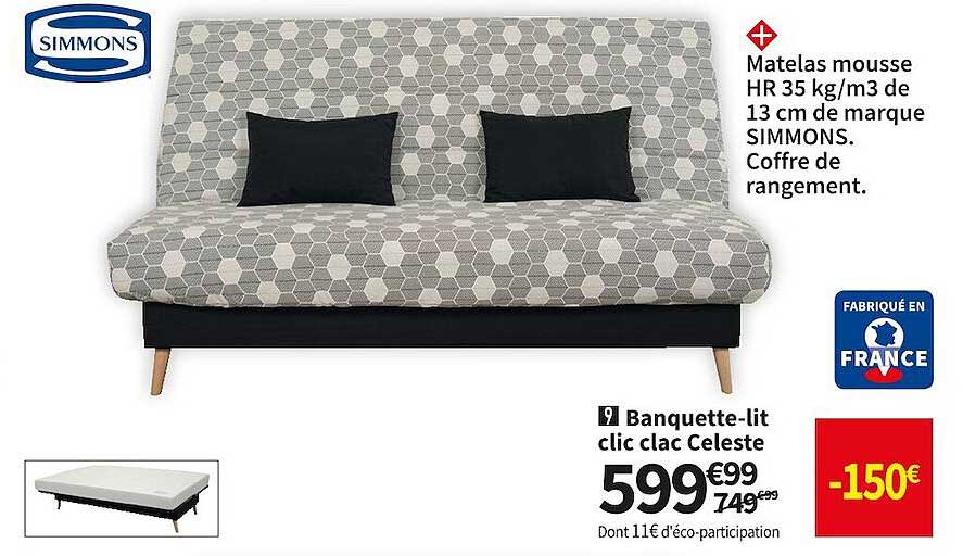 simmons banquette-lit clic clac celeste