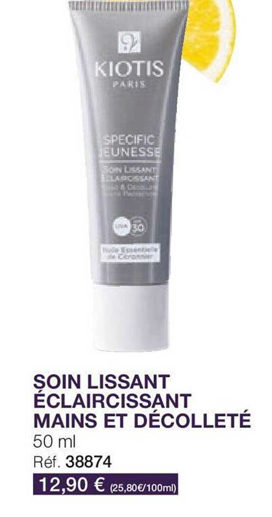 soin lissant éclaircissant mains et décolleté kiotis