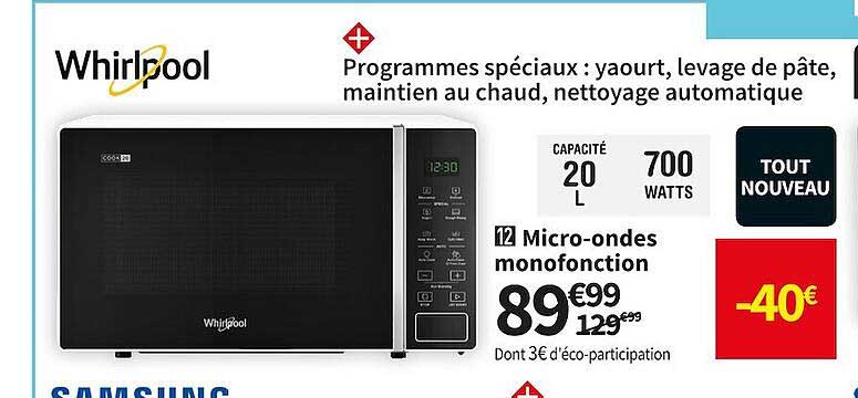 whirlpool micro-ondes monofonction