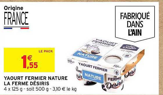Yoaourt Fermier Nature La Ferme Désiris