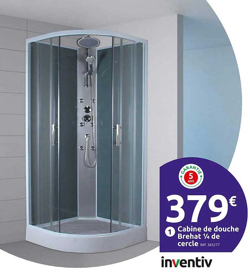 cabine de douche brehat 1/4 de cercle inventiv